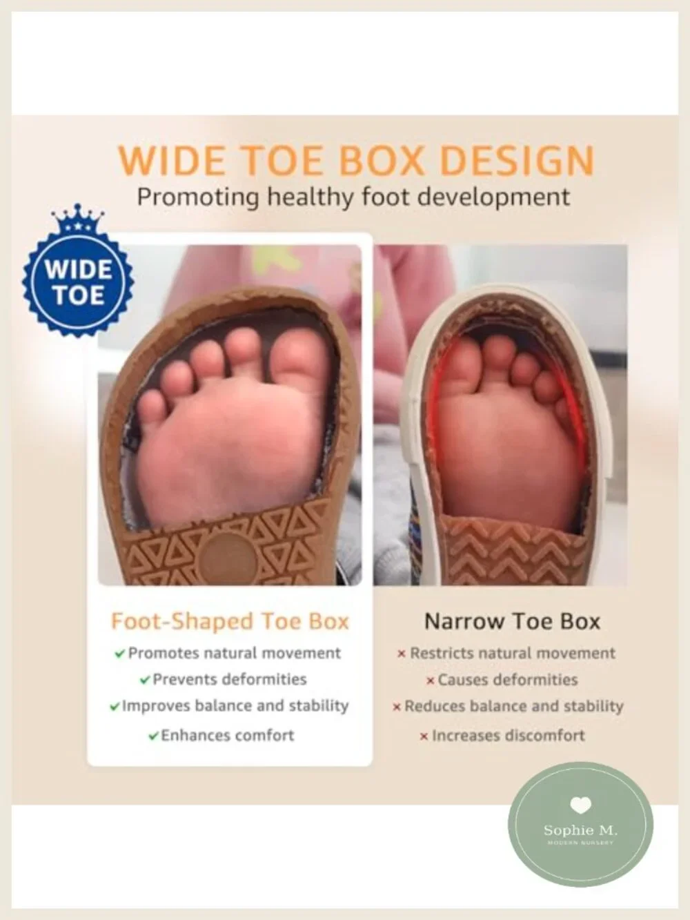 Wide Toe Box Toddler Barefoot Sneakers Zero Drop Non-Slip PU & TPR Hook Loop
